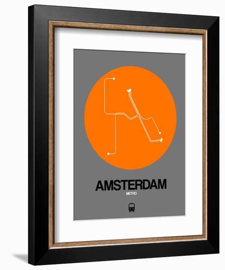 Amsterdam Orange Subway Map-NaxArt-Framed Premium Giclee Print