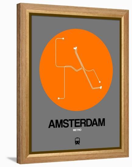 Amsterdam Orange Subway Map-NaxArt-Framed Stretched Canvas