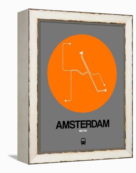 Amsterdam Orange Subway Map-NaxArt-Framed Stretched Canvas