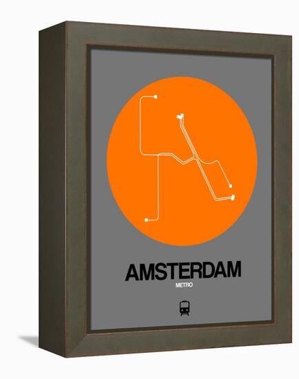 Amsterdam Orange Subway Map-NaxArt-Framed Stretched Canvas