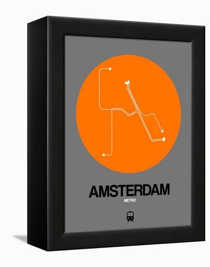 Amsterdam Orange Subway Map-NaxArt-Framed Stretched Canvas