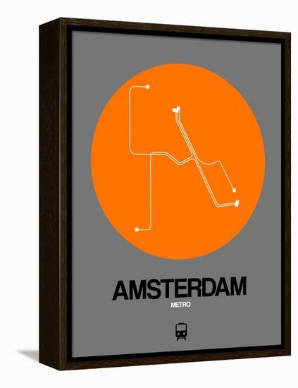 Amsterdam Orange Subway Map-NaxArt-Framed Stretched Canvas