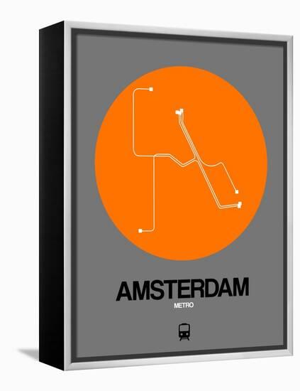 Amsterdam Orange Subway Map-NaxArt-Framed Stretched Canvas