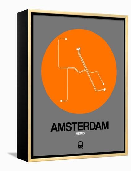 Amsterdam Orange Subway Map-NaxArt-Framed Stretched Canvas