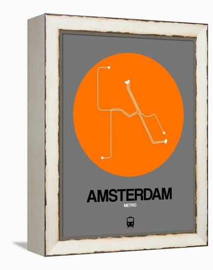 Amsterdam Orange Subway Map-NaxArt-Framed Stretched Canvas