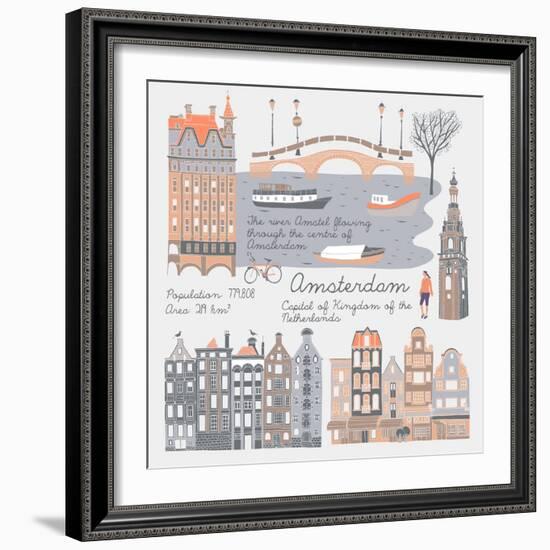 Amsterdam, Print Design-Lavandaart-Framed Art Print