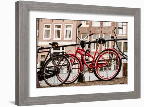 Amsterdam Red Bicycle-Erin Berzel-Framed Photographic Print