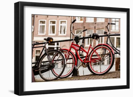 Amsterdam Red Bicycle-Erin Berzel-Framed Photographic Print