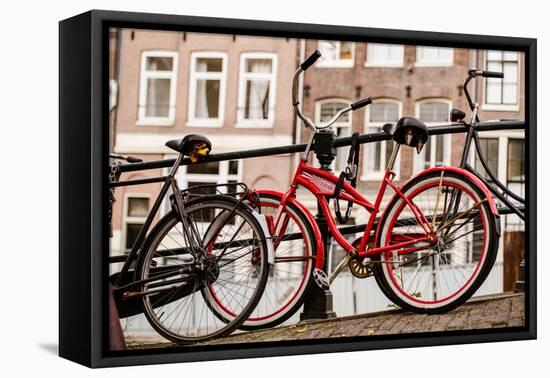 Amsterdam Red Bicycle-Erin Berzel-Framed Premier Image Canvas