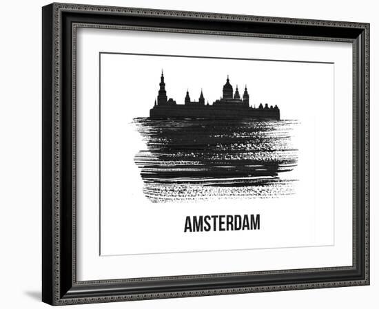 Amsterdam Skyline Brush Stroke - Black II-NaxArt-Framed Art Print