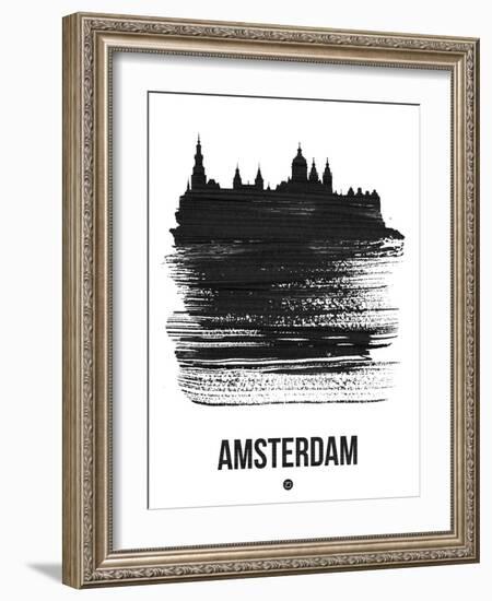 Amsterdam Skyline Brush Stroke - Black-NaxArt-Framed Art Print