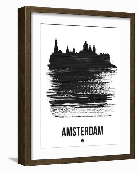 Amsterdam Skyline Brush Stroke - Black-NaxArt-Framed Art Print