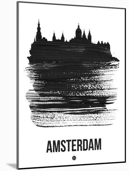 Amsterdam Skyline Brush Stroke - Black-NaxArt-Mounted Art Print