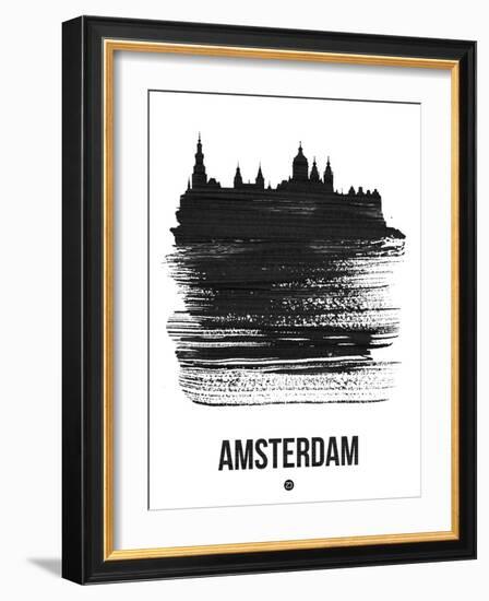 Amsterdam Skyline Brush Stroke - Black-NaxArt-Framed Art Print