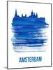 Amsterdam Skyline Brush Stroke - Blue-NaxArt-Mounted Art Print