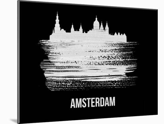 Amsterdam Skyline Brush Stroke - White-NaxArt-Mounted Art Print