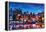 Amsterdam Skyline with Canal at Night-Martina Bleichner-Framed Stretched Canvas