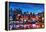 Amsterdam Skyline with Canal at Night-Martina Bleichner-Framed Stretched Canvas