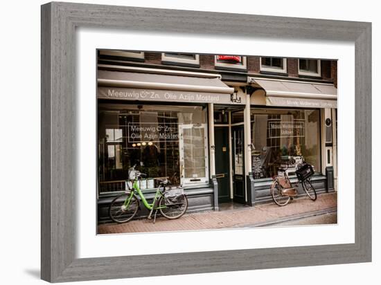 Amsterdam Storefront with Bikes-Erin Berzel-Framed Photographic Print