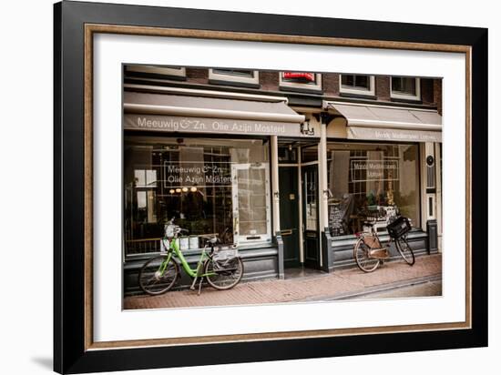 Amsterdam Storefront with Bikes-Erin Berzel-Framed Photographic Print