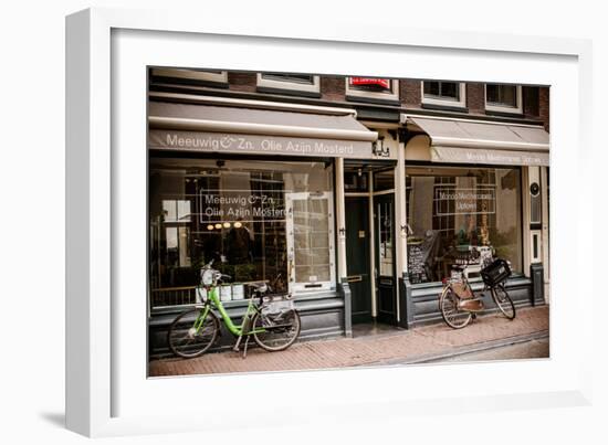 Amsterdam Storefront with Bikes-Erin Berzel-Framed Photographic Print