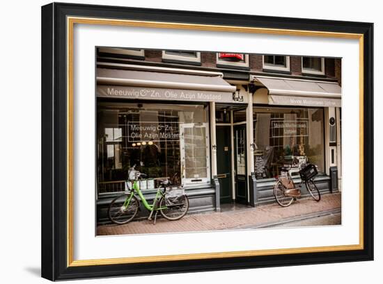 Amsterdam Storefront with Bikes-Erin Berzel-Framed Photographic Print