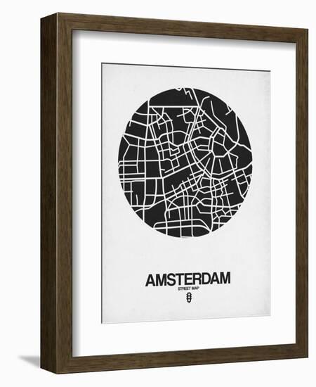 Amsterdam Street Map Black and White-NaxArt-Framed Art Print