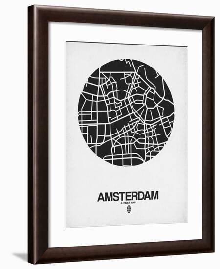 Amsterdam Street Map Black and White-NaxArt-Framed Art Print