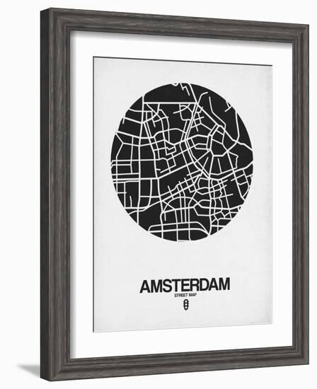 Amsterdam Street Map Black and White-NaxArt-Framed Art Print