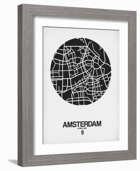 Amsterdam Street Map Black and White-NaxArt-Framed Art Print