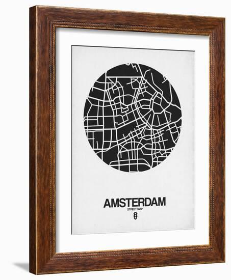 Amsterdam Street Map Black and White-NaxArt-Framed Art Print