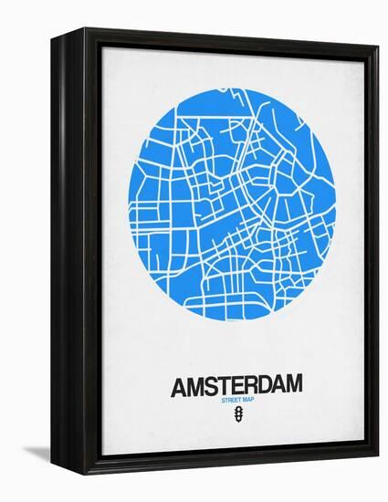Amsterdam Street Map Blue-NaxArt-Framed Stretched Canvas