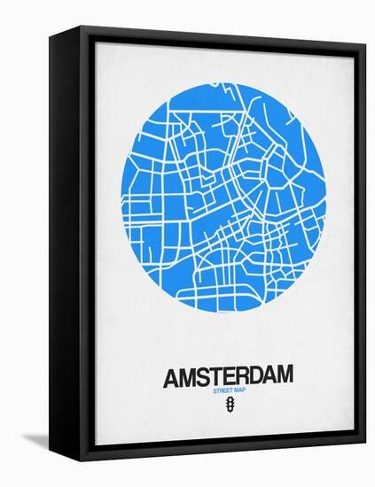 Amsterdam Street Map Blue-NaxArt-Framed Stretched Canvas