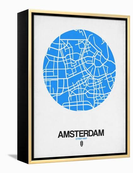 Amsterdam Street Map Blue-NaxArt-Framed Stretched Canvas