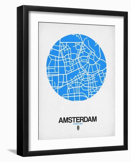 Amsterdam Street Map Blue-NaxArt-Framed Art Print