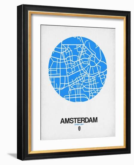 Amsterdam Street Map Blue-NaxArt-Framed Art Print