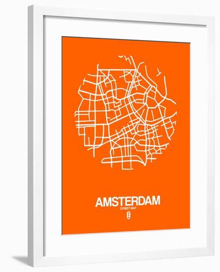 Amsterdam Street Map Orange-NaxArt-Framed Art Print