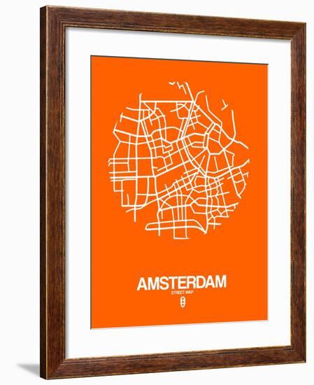 Amsterdam Street Map Orange-NaxArt-Framed Art Print