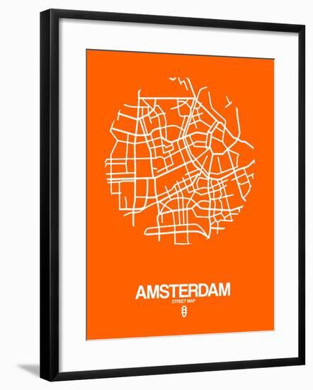 Amsterdam Street Map Orange-NaxArt-Framed Art Print