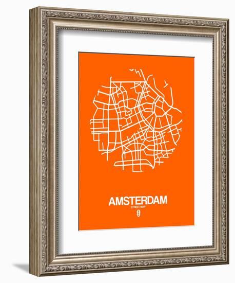 Amsterdam Street Map Orange-NaxArt-Framed Art Print