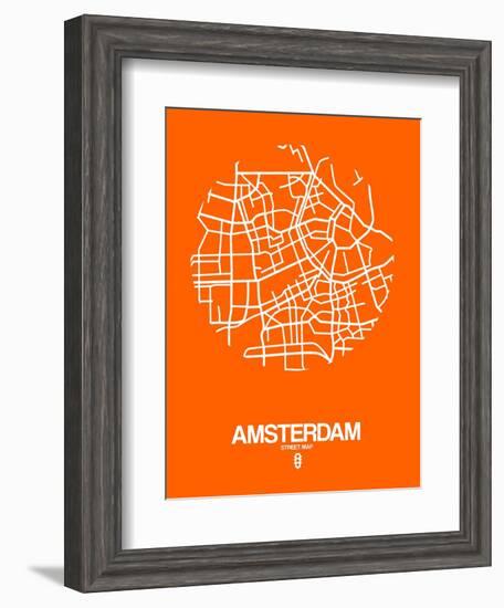 Amsterdam Street Map Orange-NaxArt-Framed Art Print