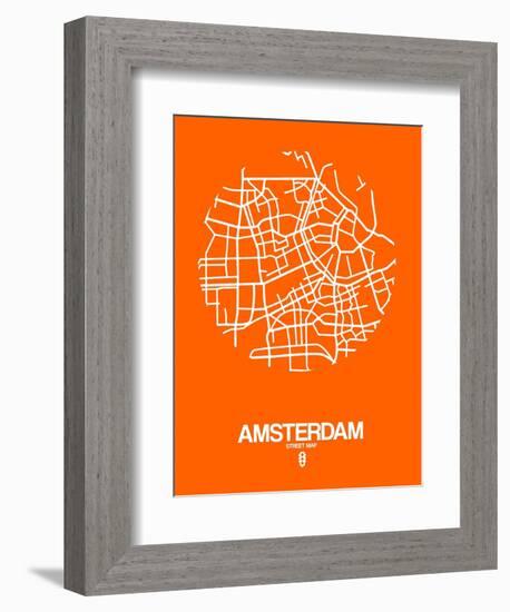 Amsterdam Street Map Orange-NaxArt-Framed Art Print