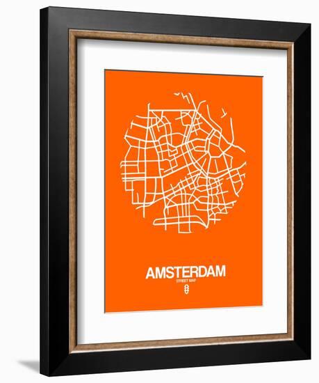 Amsterdam Street Map Orange-NaxArt-Framed Art Print