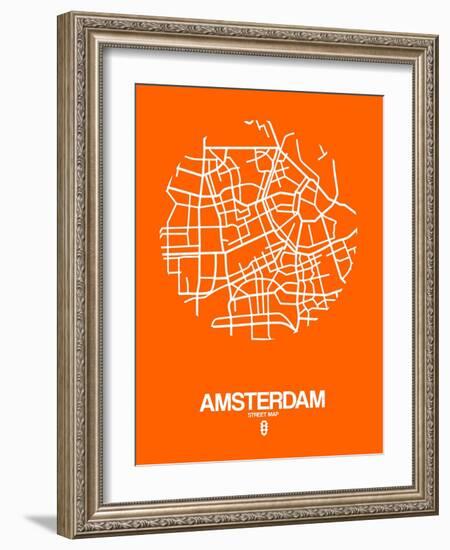 Amsterdam Street Map Orange-NaxArt-Framed Art Print