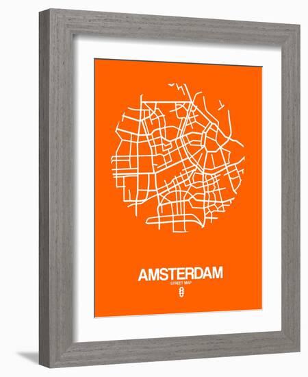 Amsterdam Street Map Orange-NaxArt-Framed Art Print