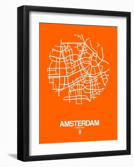 Amsterdam Street Map Orange-NaxArt-Framed Art Print