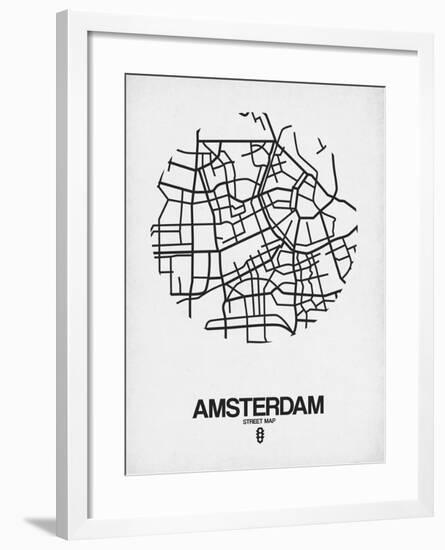 Amsterdam Street Map White-NaxArt-Framed Art Print