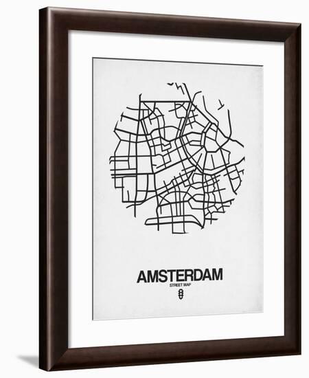 Amsterdam Street Map White-NaxArt-Framed Art Print