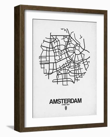 Amsterdam Street Map White-NaxArt-Framed Art Print