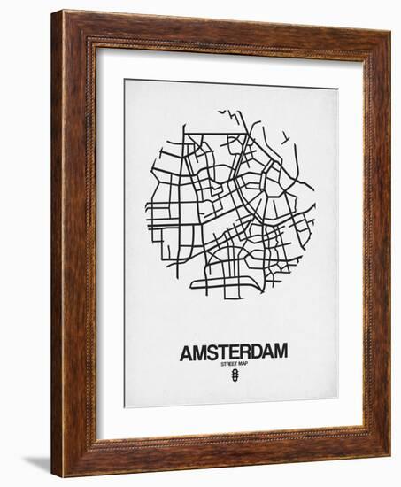 Amsterdam Street Map White-NaxArt-Framed Art Print